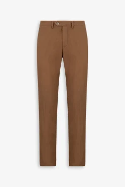 Tobacco linen blend slub trousers