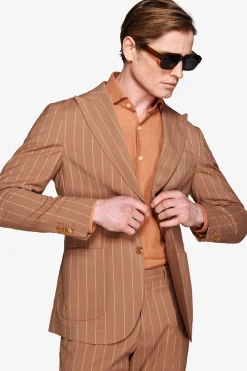 Tobacco pinstripe blazer