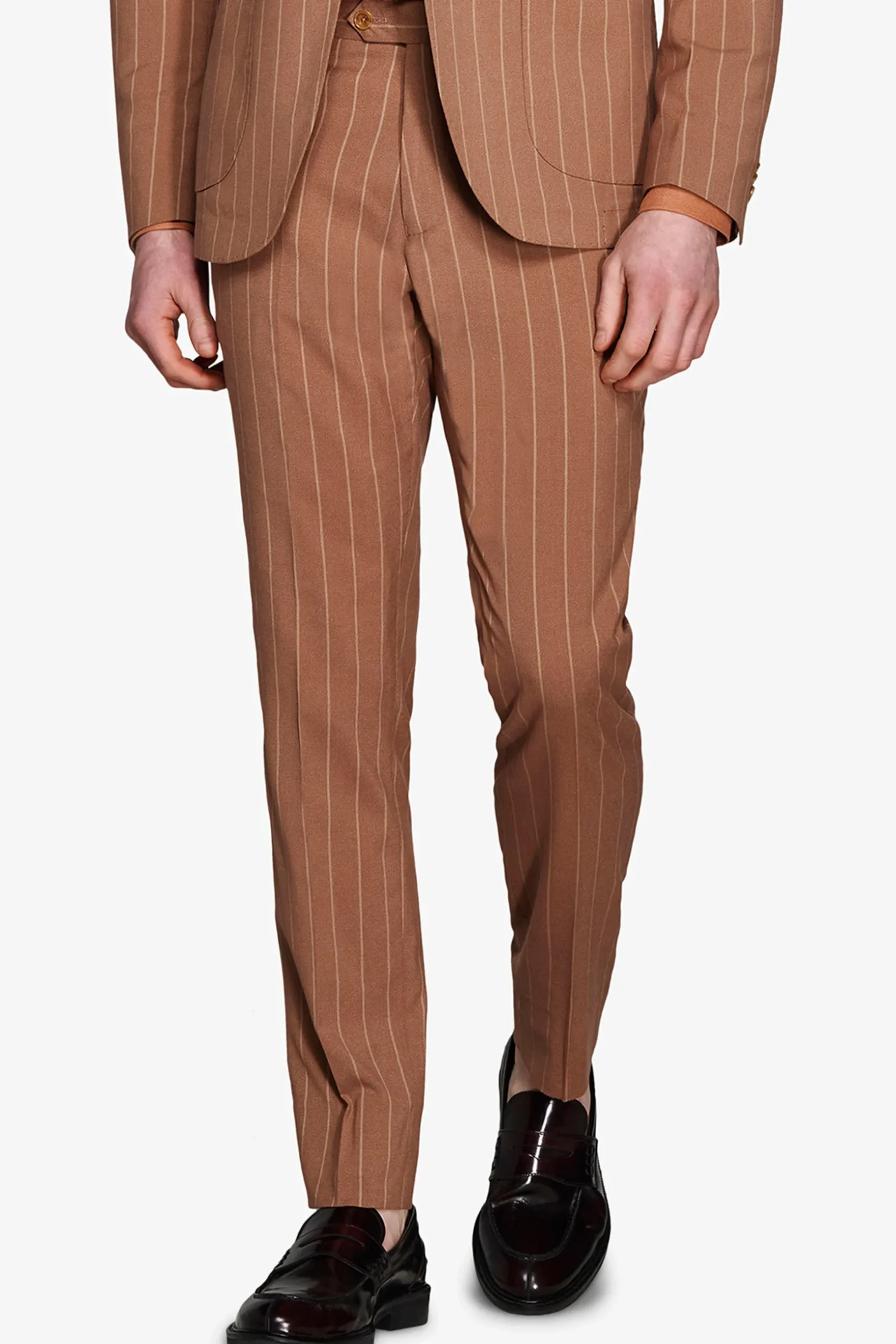 Tobacco pinstripe trousers