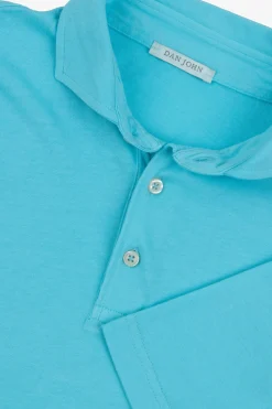 Turquoise jersey polo shirt