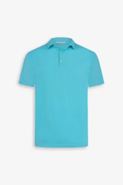 Turquoise jersey polo shirt