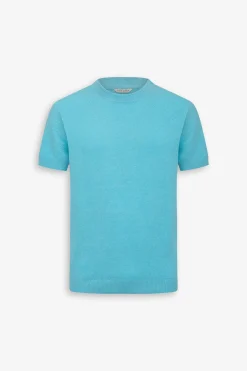 Turquoise woven knit t-shirt
