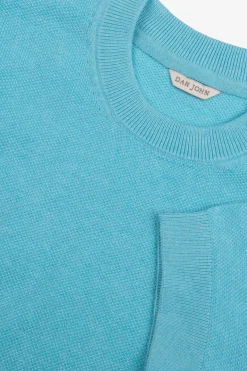 Turquoise woven knit t-shirt