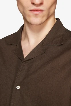 VOLUME Dark brown linen blend shirt