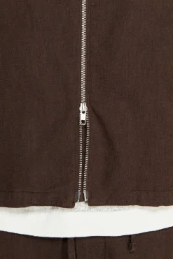 VOLUME Dark brown linen blend jacket