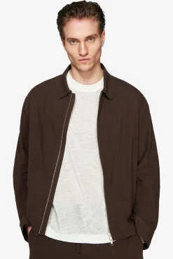 VOLUME Dark brown linen blend jacket