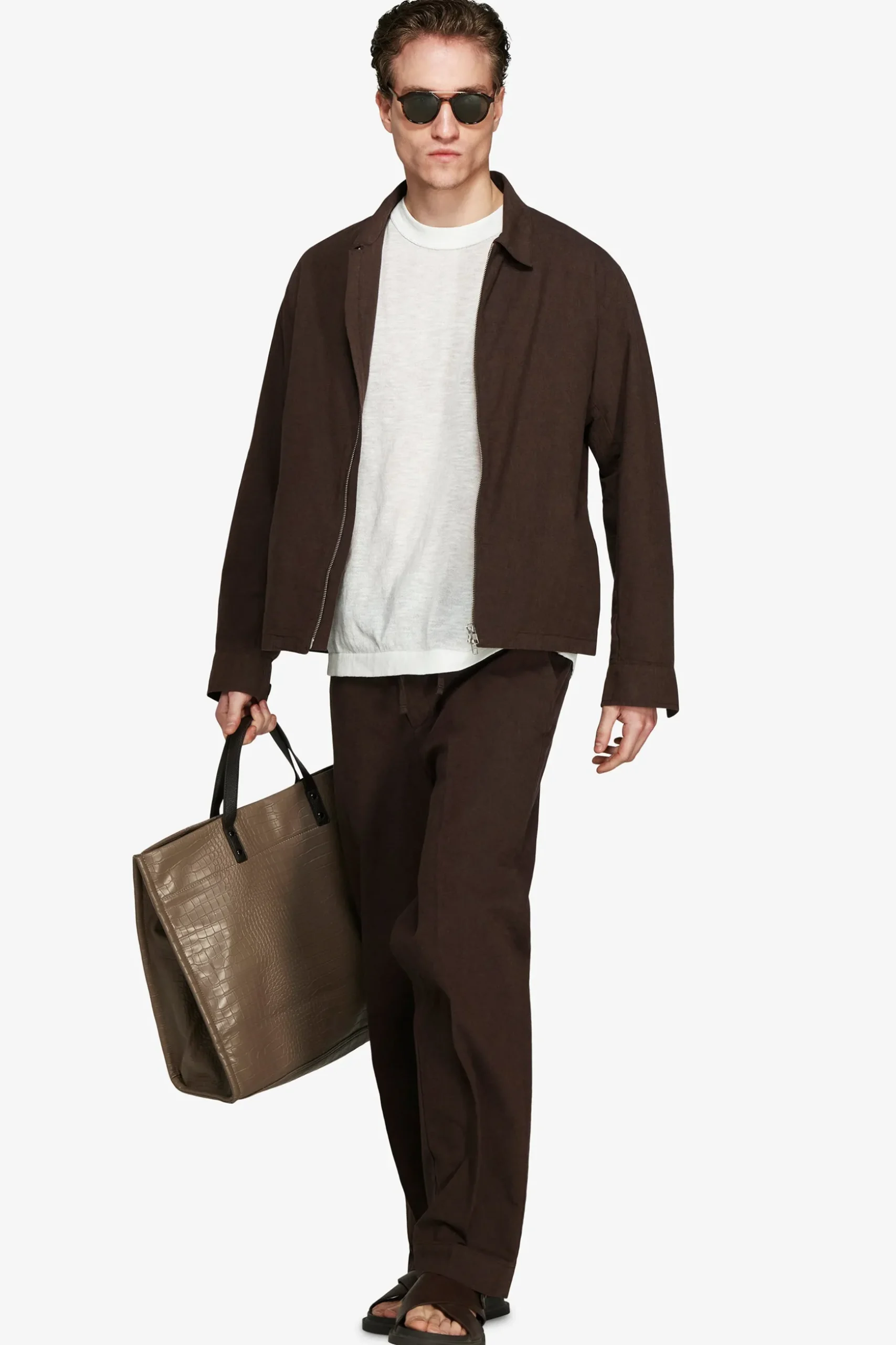 VOLUME Dark brown linen blend jacket