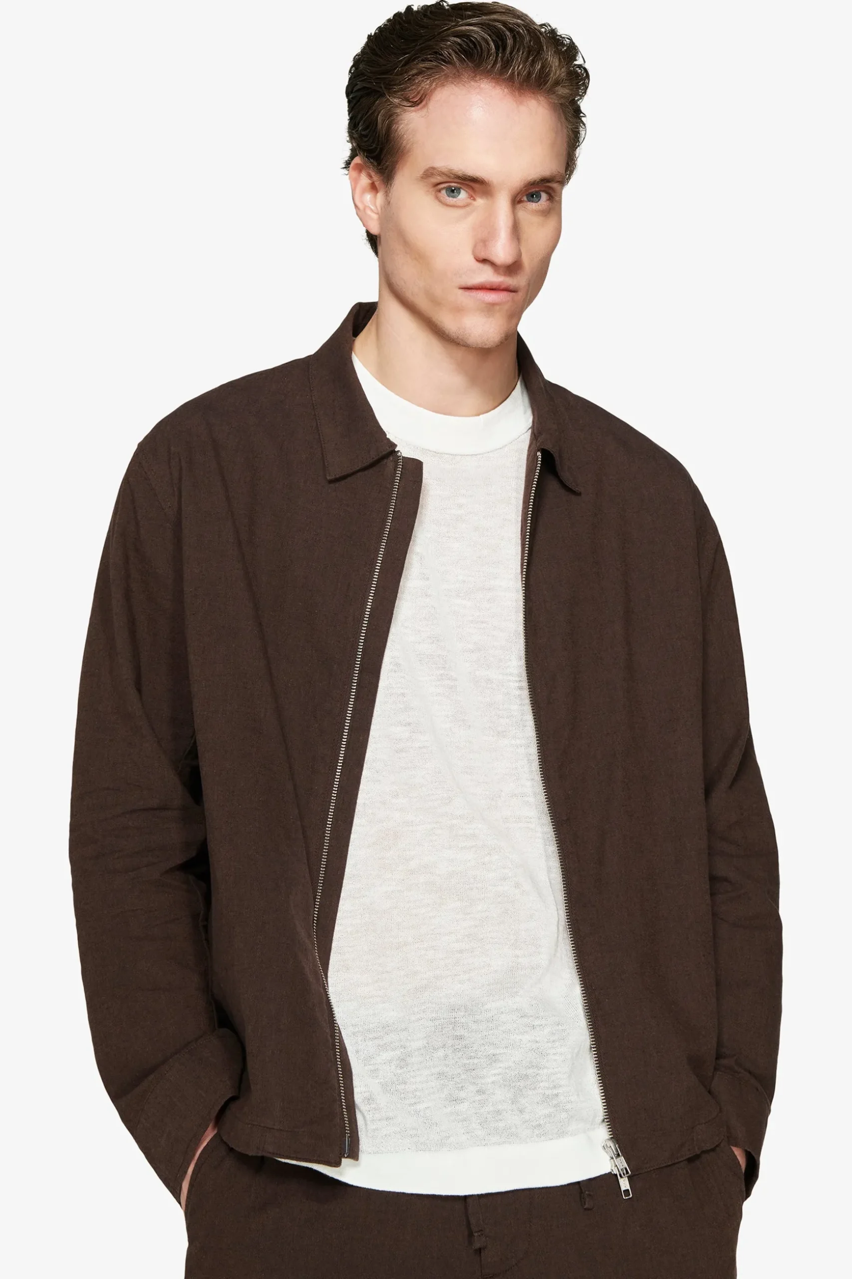 VOLUME Dark brown linen blend jacket