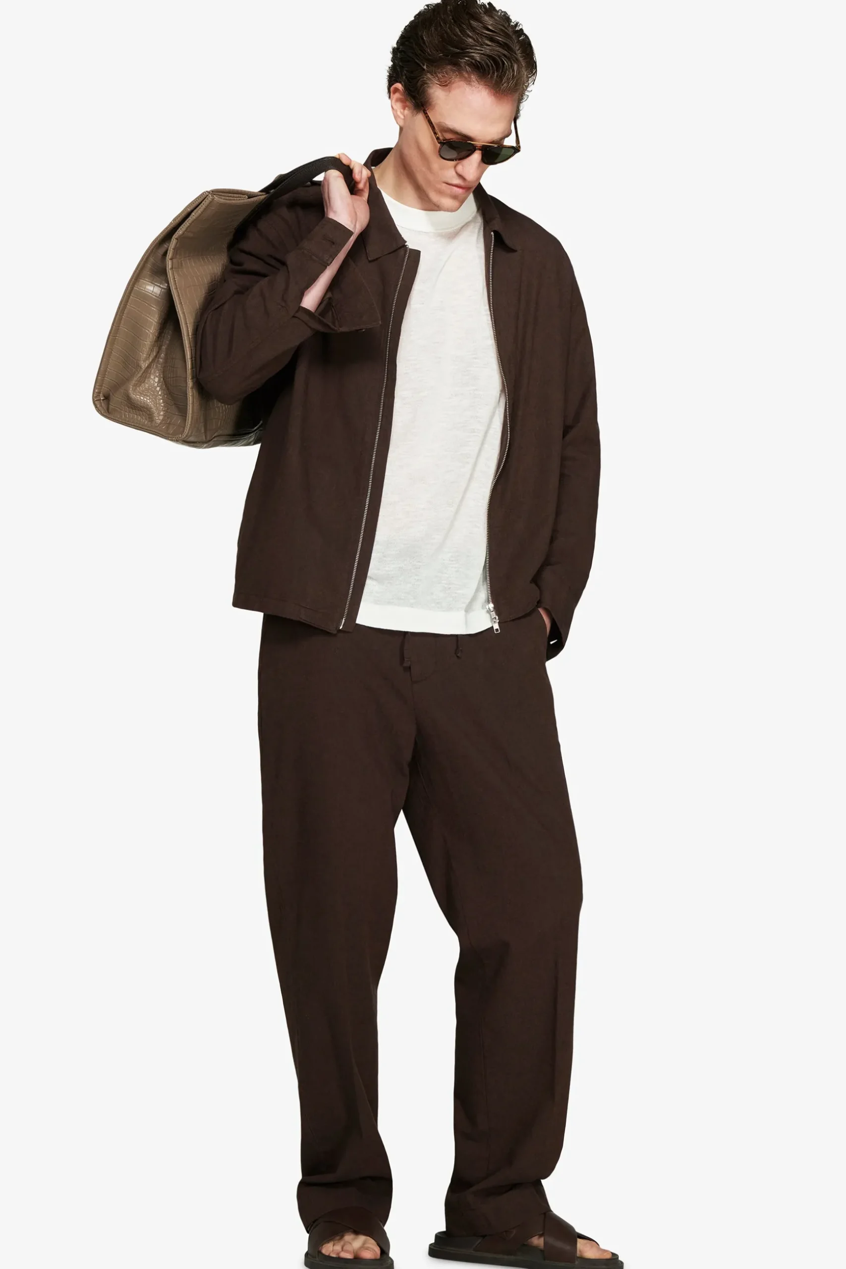 VOLUME Dark brown linen blend jacket