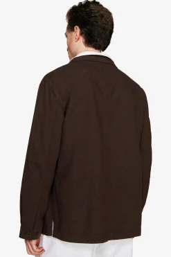 VOLUME Dark brown linen blend blazer