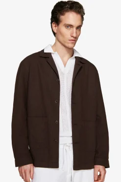 VOLUME Dark brown linen blend blazer