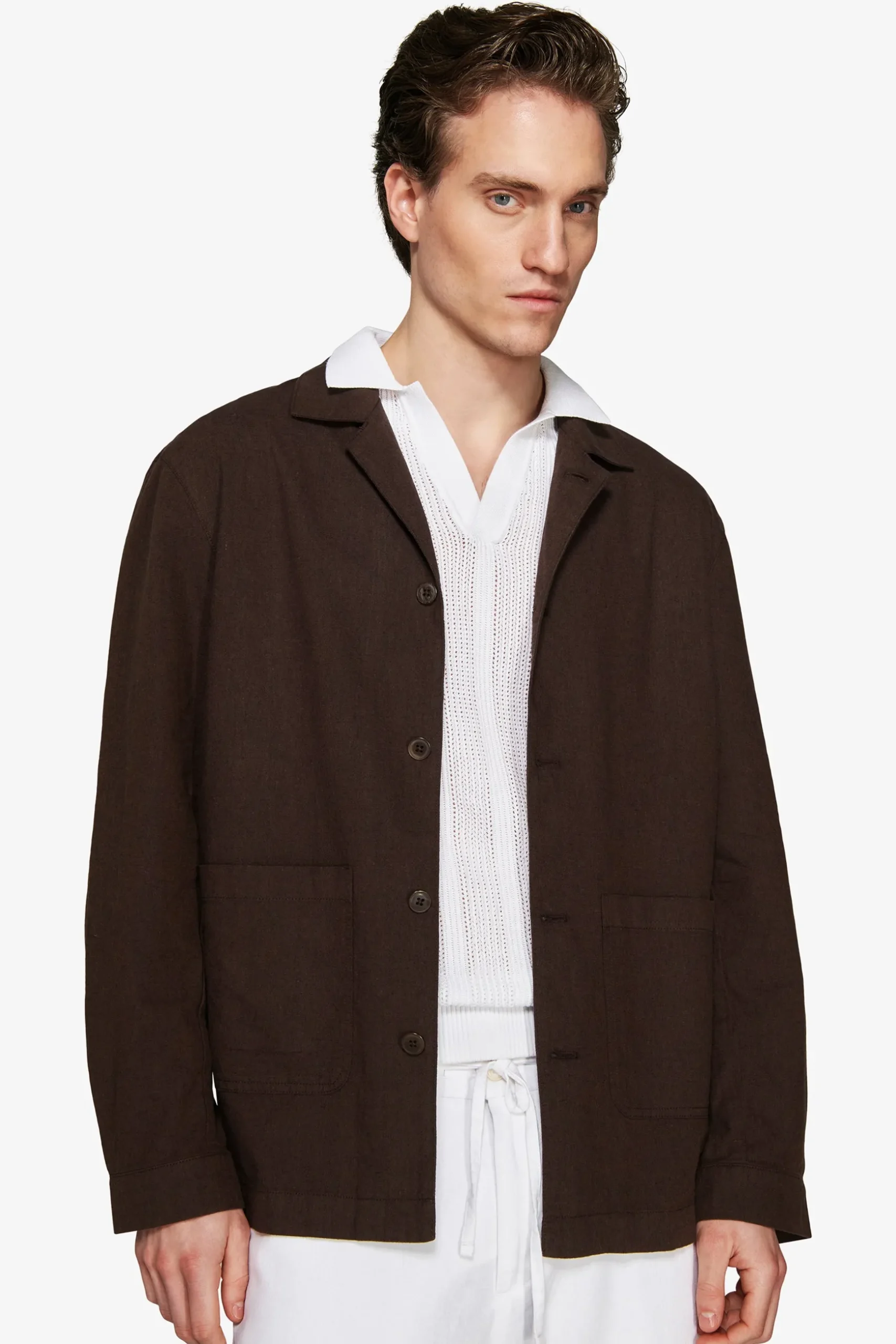 VOLUME Dark brown linen blend blazer