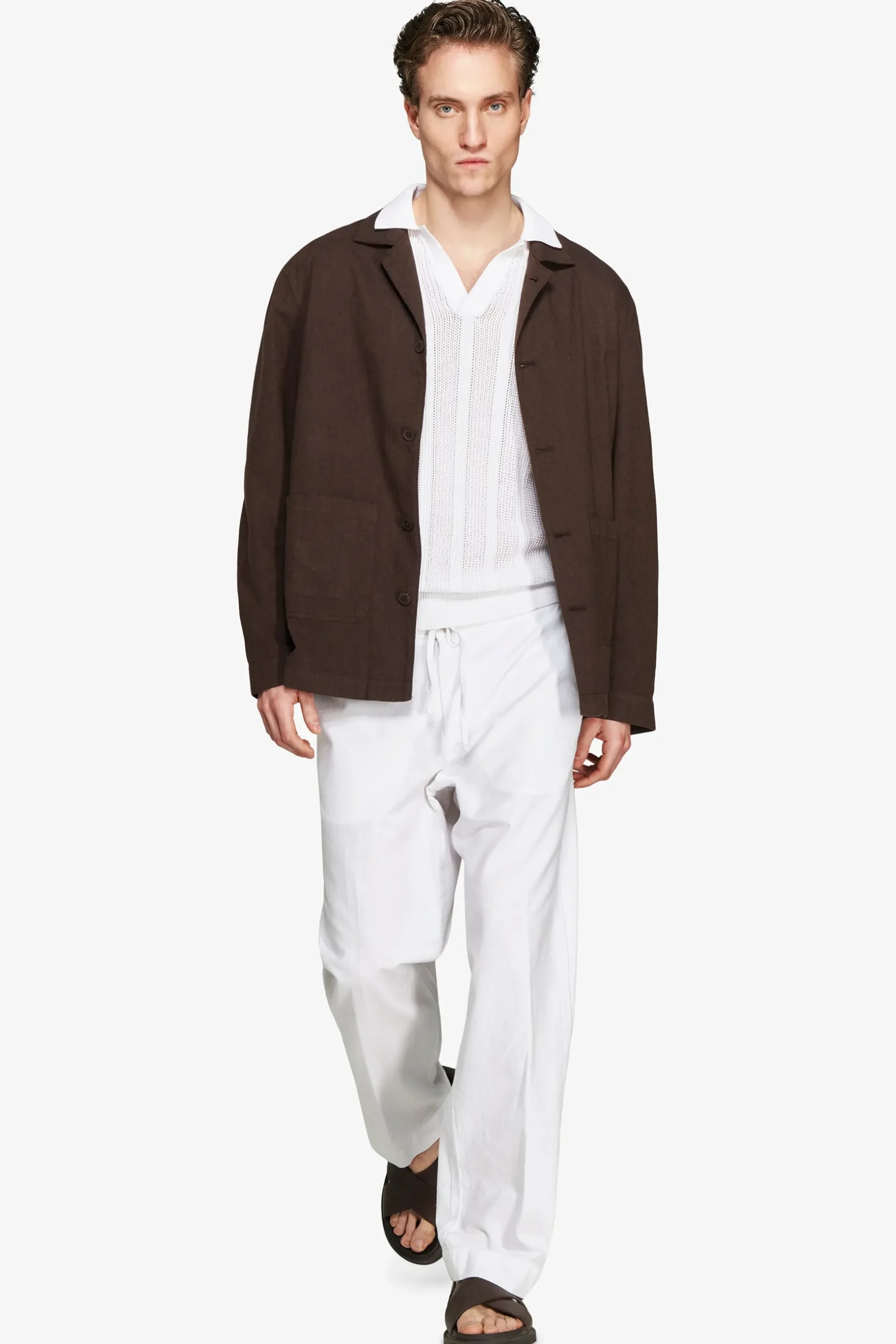 VOLUME Dark brown linen blend blazer