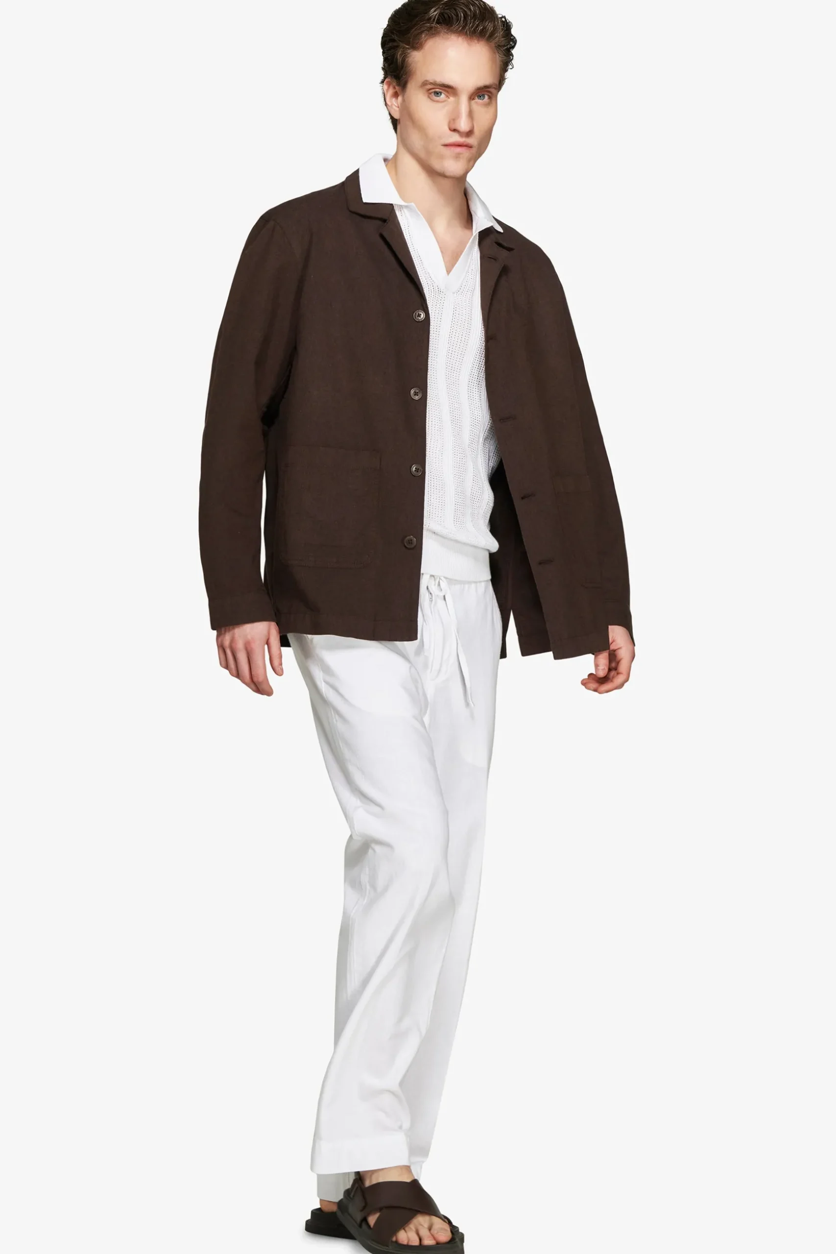 VOLUME Dark brown linen blend blazer