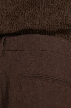 VOLUME Dark brown linen blend bermuda shorts