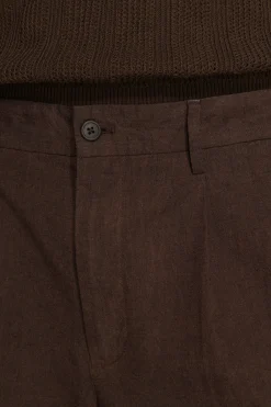 VOLUME Dark brown linen blend bermuda shorts
