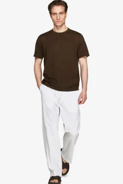 VOLUME Dark brown linen blend t-shirt