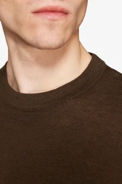 VOLUME Dark brown linen blend t-shirt