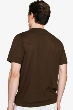 VOLUME Dark brown linen blend t-shirt