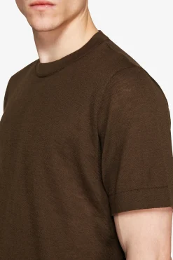 VOLUME Dark brown linen blend t-shirt