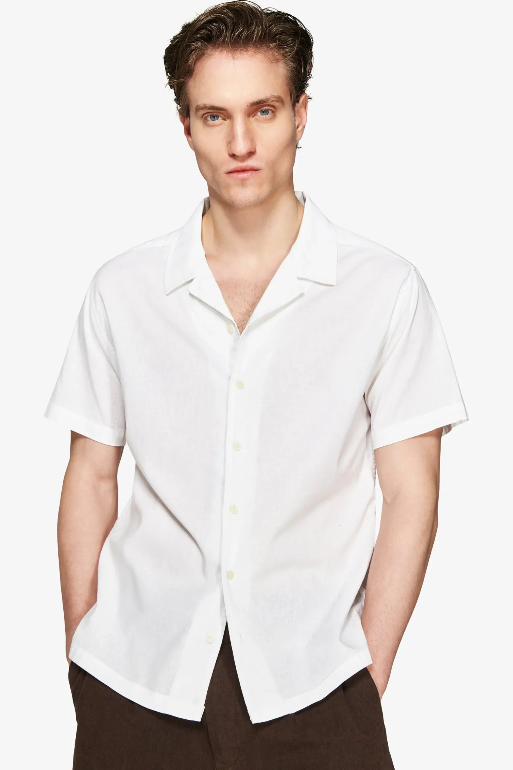 VOLUME White Hawaiian linen blend shirt
