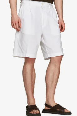 VOLUME White linen blend bermuda shorts