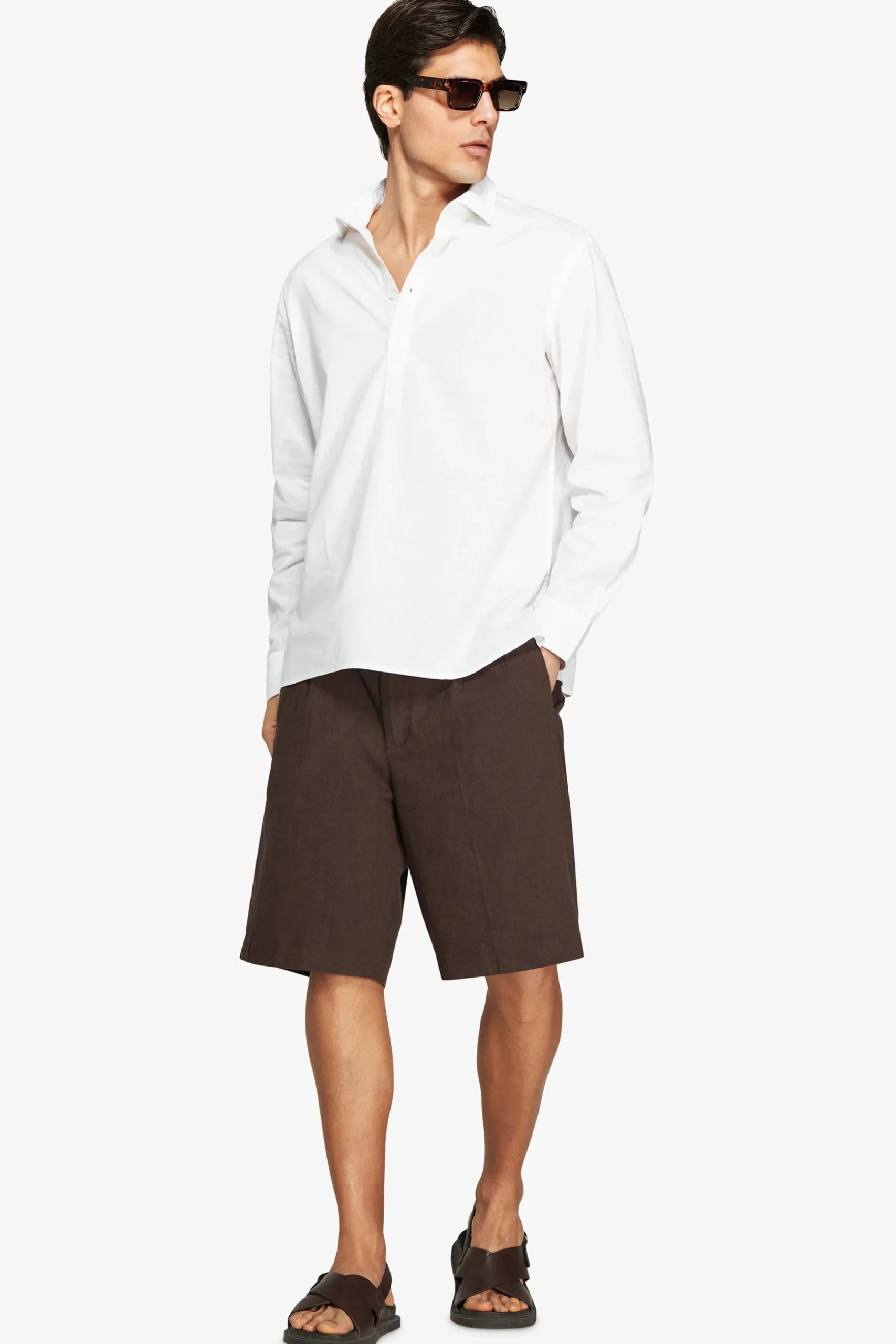 VOLUME White linen blend chester shirt