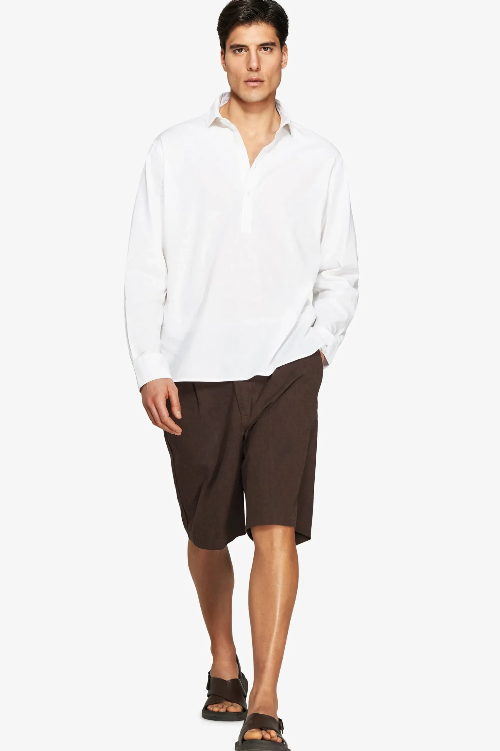 VOLUME White linen blend chester shirt