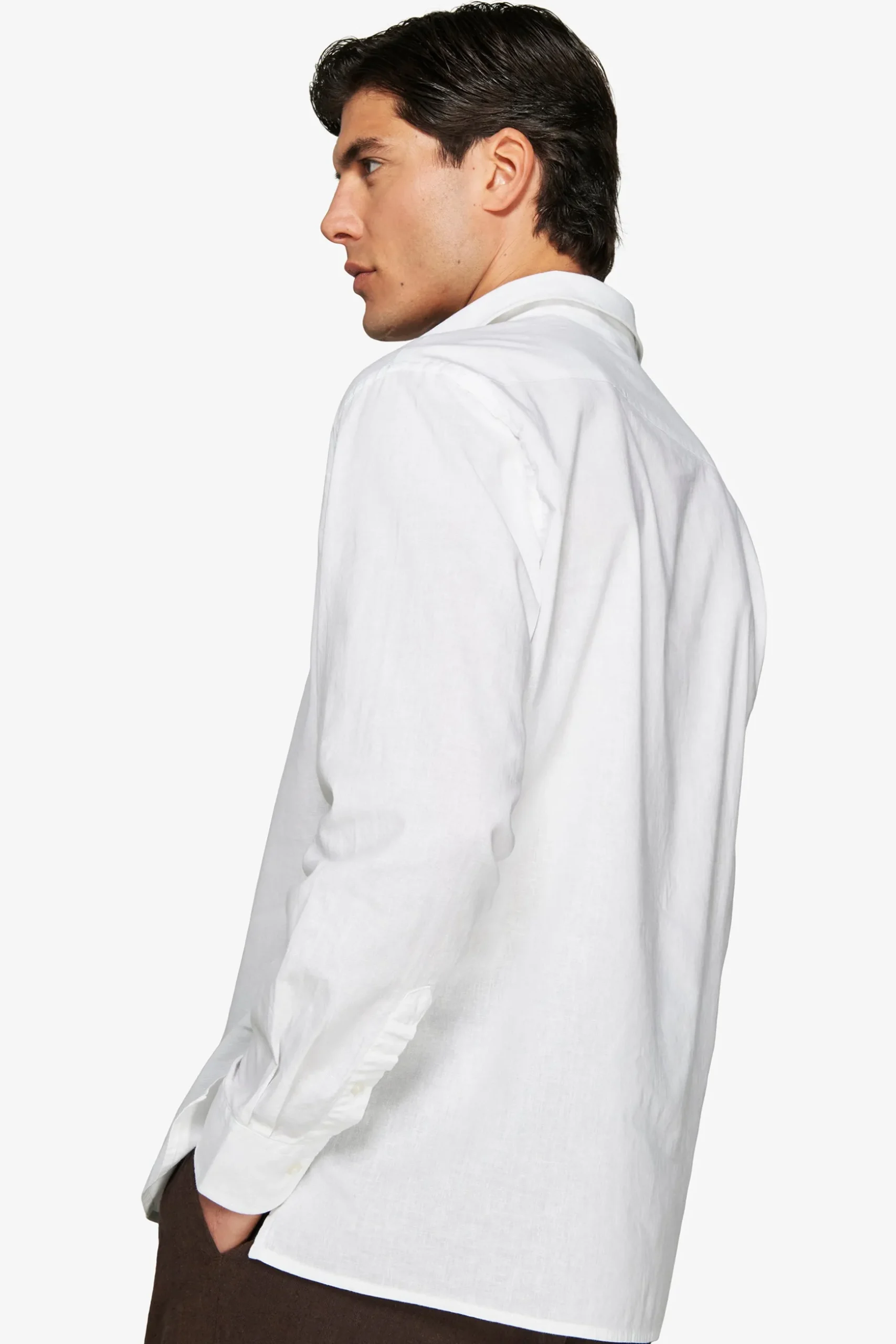 VOLUME White linen blend chester shirt