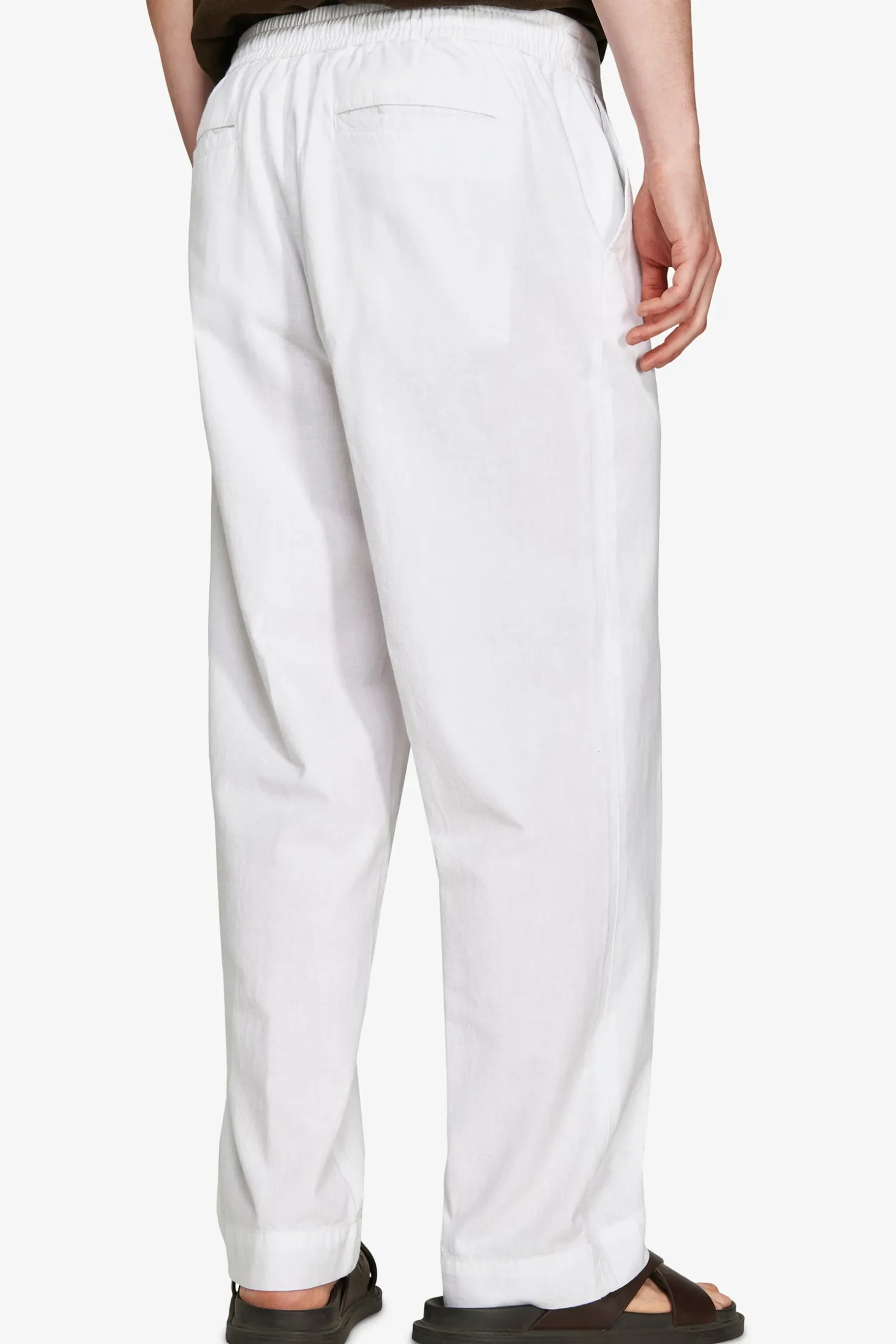 VOLUME White linen blend trousers