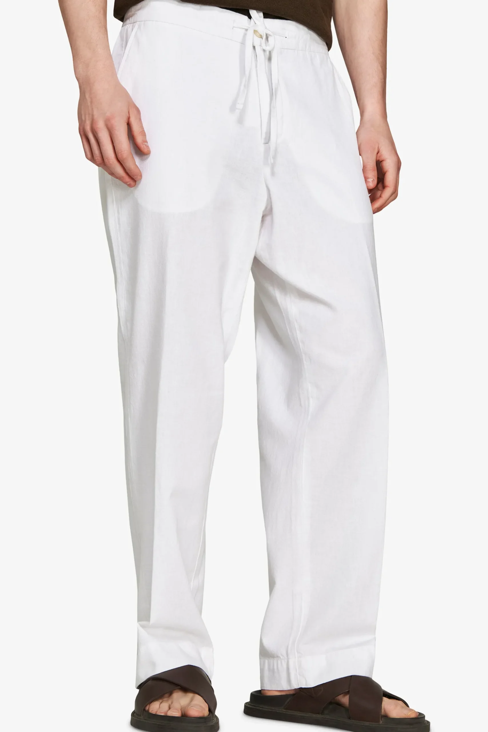VOLUME White linen blend trousers