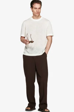 VOLUME White linen blend t-shirt