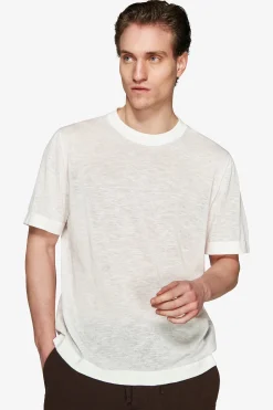 VOLUME White linen blend t-shirt