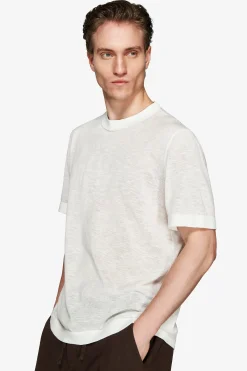 VOLUME White linen blend t-shirt