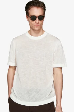 VOLUME White linen blend t-shirt