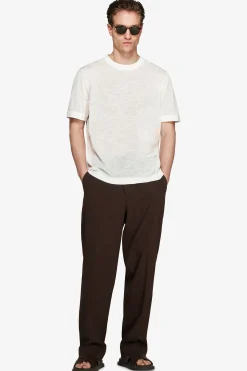 VOLUME White linen blend t-shirt
