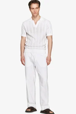 VOLUME White woven knit polo shirt