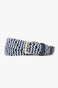 White/blue two-tone woven elastic belt