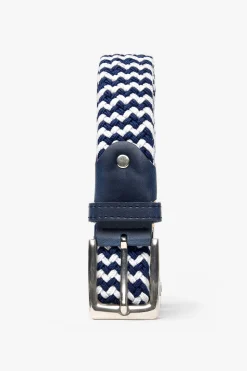 White/blue two-tone woven elastic belt