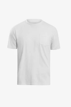 White crewneck t-shirt with chest pocket