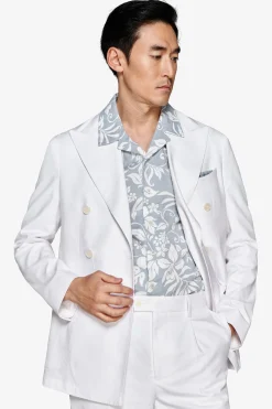 White double-breasted relaxed blazer