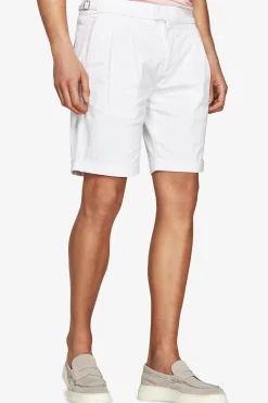 White Herringbone Bermuda shorts