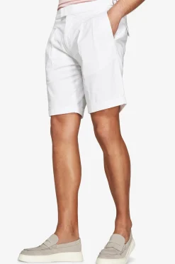 White Herringbone Bermuda shorts