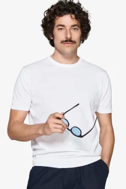 White knit cotton basic t-shirt