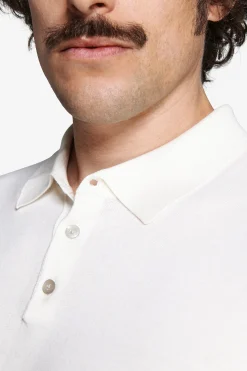 White knit polo shirt