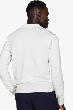 White knitted polo shirt with buttons