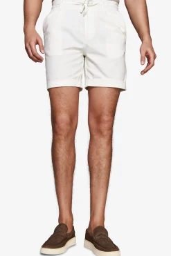 White linen blend Bermuda shorts