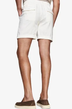 White linen blend Bermuda shorts