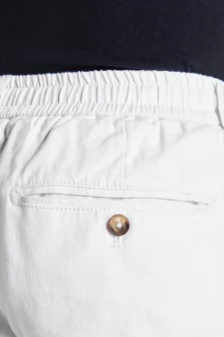 White linen blend drawstring pants