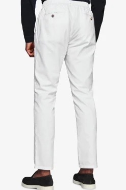 White linen blend drawstring pants